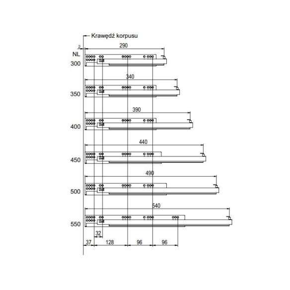 Prowadnice COMFORTSLIDE 30kg 3D 500mm pełny wysuw-12089