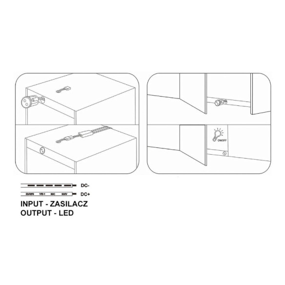Włącznik LED sensor do szaf POJEDYNCZY czarny-8151