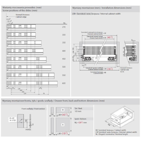 Szuflada Amix SLIMBOX 3D 300mm h126 ŚREDNIA BIAŁA-12564