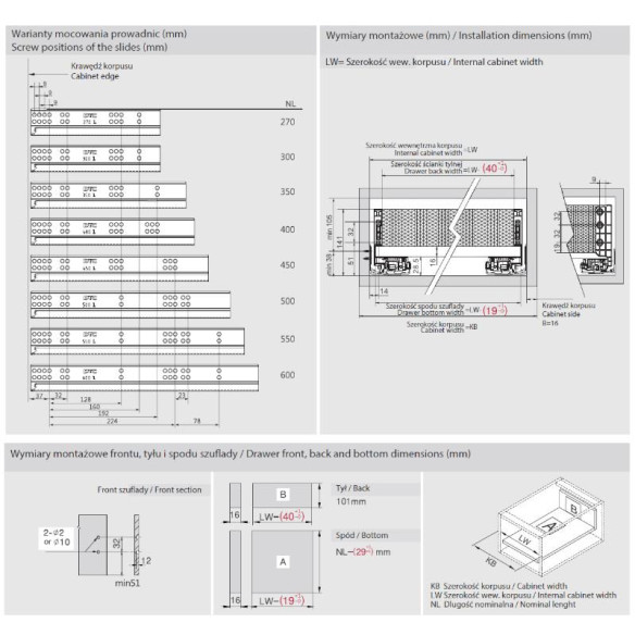 Szuflada Amix SLIMBOX 3D 300mm h126 ŚREDNIA BIAŁA-12564