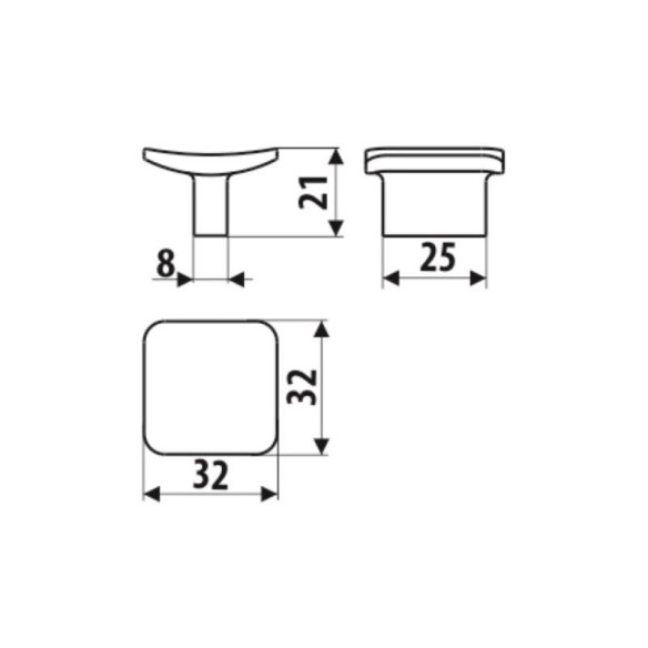 Gałka meblowa GG43 kwadrat 32mm GAMET SATYNA-12621