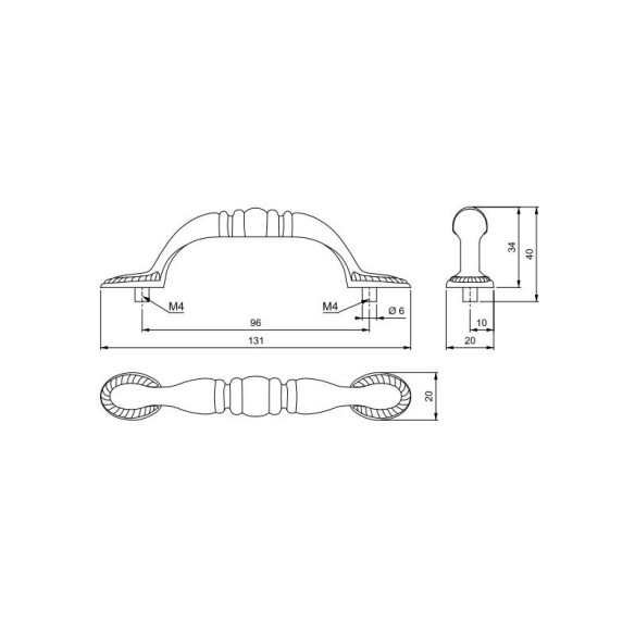 Uchwyt meblowy UR005 96mm retro STARE ZŁOTO-12743