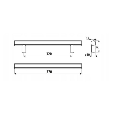 Uchwyt Pencil RE33 GAMET 320mm CZARNY SUPER MAT-12813