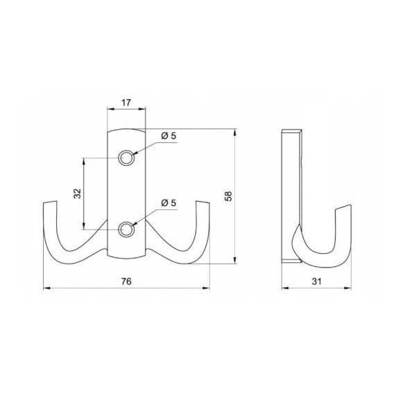 Wieszak meblowy AMIX W002-LUX średni CZARNY MAT-12994