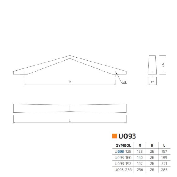 Uchwyt meblowy U093 CHROM 160mm AMIX-13035