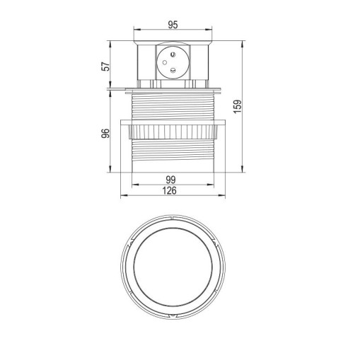 Przedłużacz Elektrima Ring 100mm 4x230V ALUMINIUM-13062