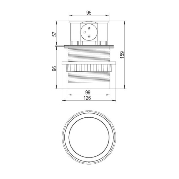Przedłużacz Elektrima Ring 100mm 4x230V ALUMINIUM-13062