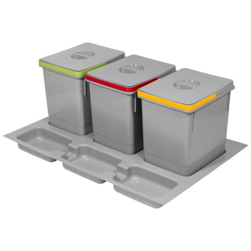 Kosz na odpady RUBIO 800mm 3 wiadra 3x15L SZARY-13081