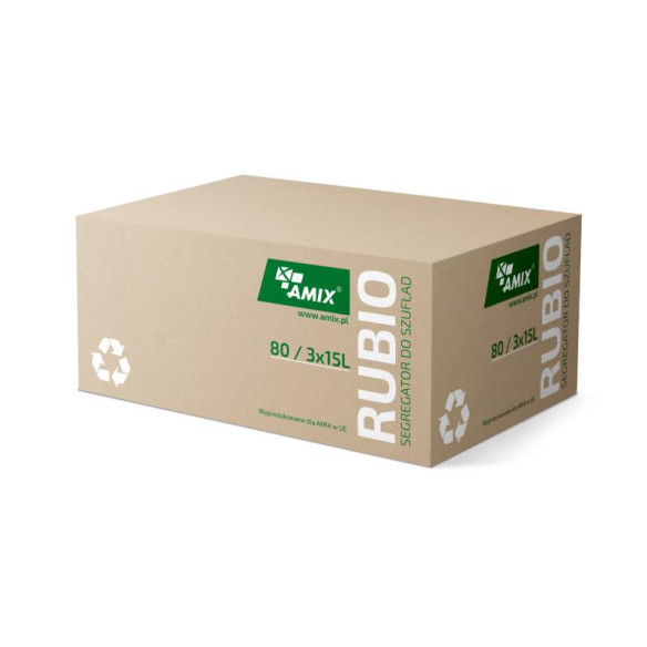 Kosz na odpady RUBIO 800mm 3 wiadra 3x15L SZARY-13082