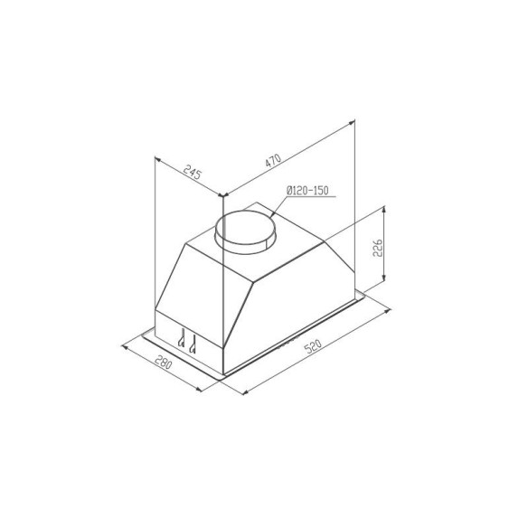 Okap podszafkowy PROFF do szafki 60cm INOX-13196