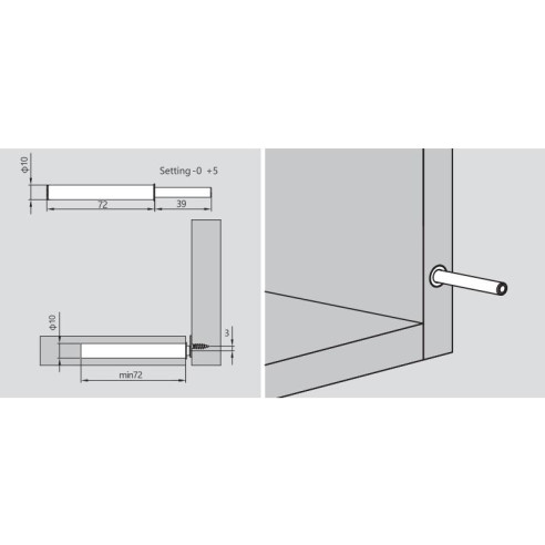 Odbojnik DTC - ANTRACYT wpuszczany magnes 39mm-13783