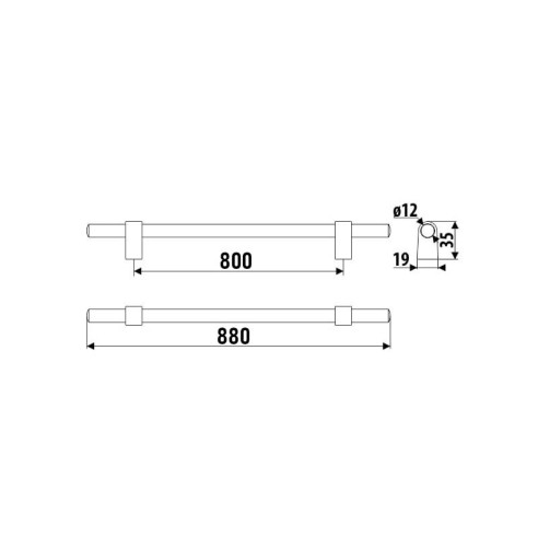 Uchwyt RE44 GAMET 800mm CZARNY SUPER MAT-13900