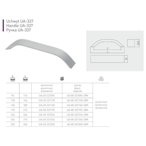 Uchwyt meblowy GTV 337 CZARNY MAT 256mm-14153