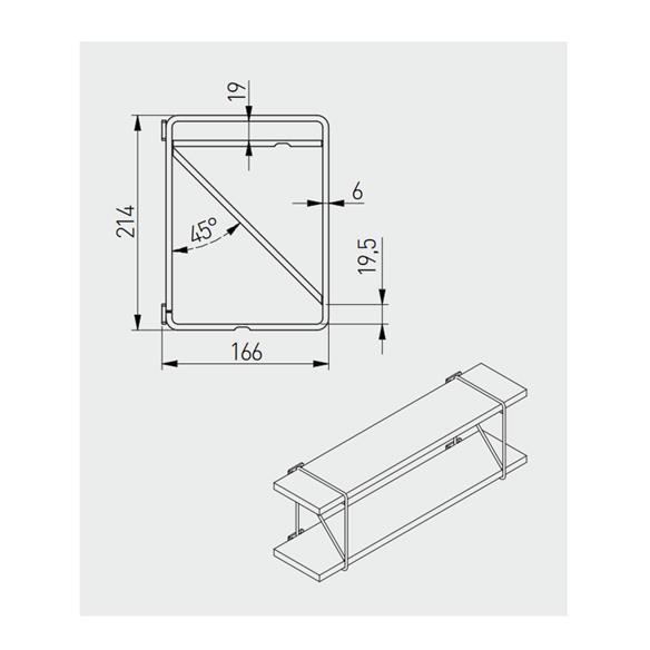 Wspornik półki ROD 21x17 stalowy CZARNY MAT GTV-14414