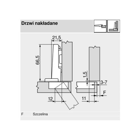 BLUM zawias 110° nakładany BLUMOTION 71B3550 ONYKS-8018