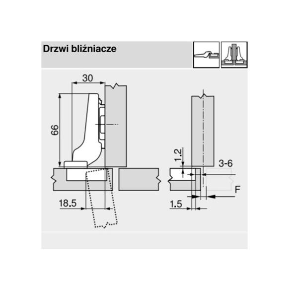 BLUM zawias 100° bliźniaczy 1/2 CLIP sprężyna-4815