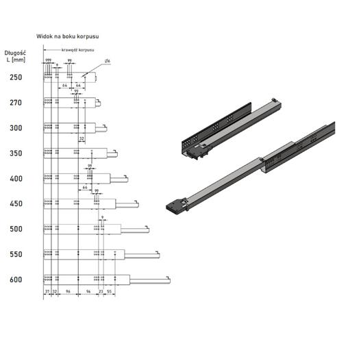 Prowadnice Amix CB20ST/DS 270mm pełny wysuw-10535