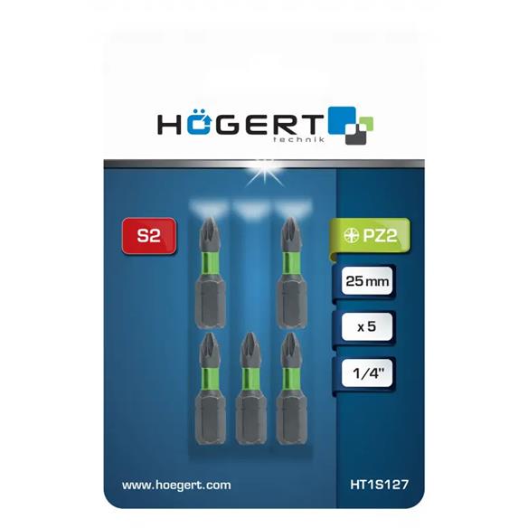 BIT udarowy końcówka PZ2 25mm 1/4 Hogert - 5szt.-14638