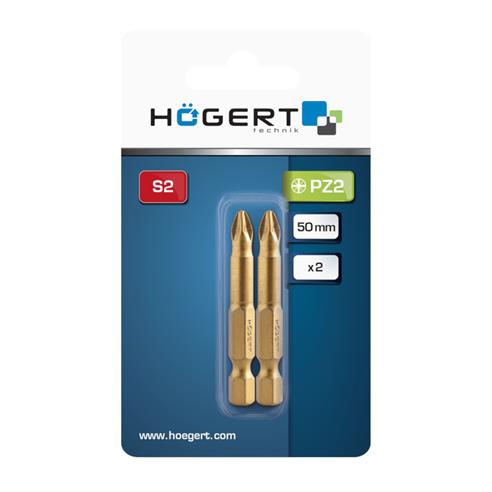 BIT azotek tytanu PZ2 50mm 1/4 Hogert - 2szt.-14672