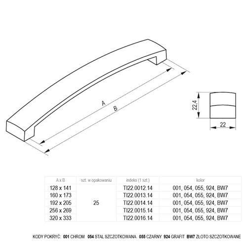 Uchwyt meblowy TYTANO Rejs 320mm INOX-14746