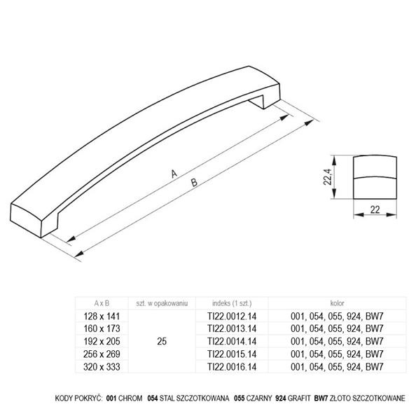 Uchwyt meblowy TYTANO Rejs 320mm INOX-14746