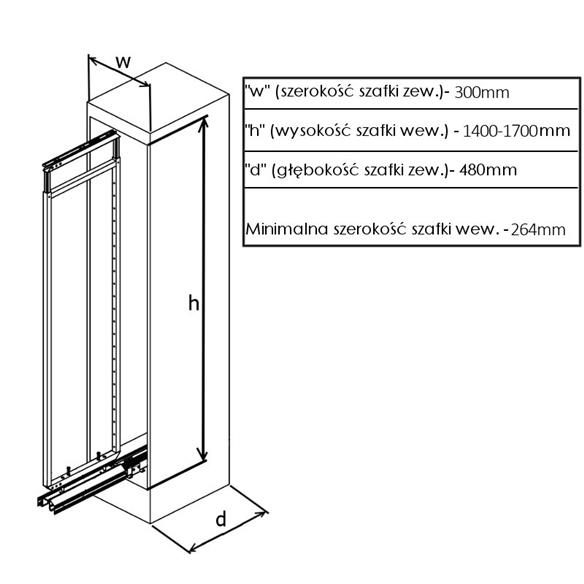 Cargo MIDI pełne dno BIAŁY 30cm 1400-1700mm AMIX-14929
