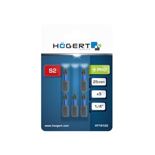 BIT udarowy końcówka PH2 25mm 1/4 Hogert - 5szt.-15504 2