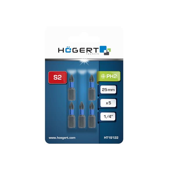 BIT udarowy końcówka PH2 25mm 1/4 Hogert - 5szt.-15505
