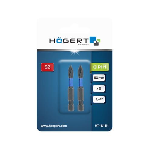 BIT udarowy końcówka PH1 50mm 1/4 Hogert - 2szt.-15510