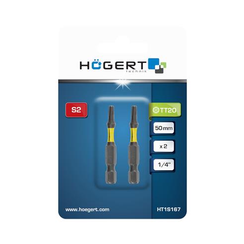 BIT udarowy końcówka TORX T20 50mm 1/4 Hogert 2szt-15514