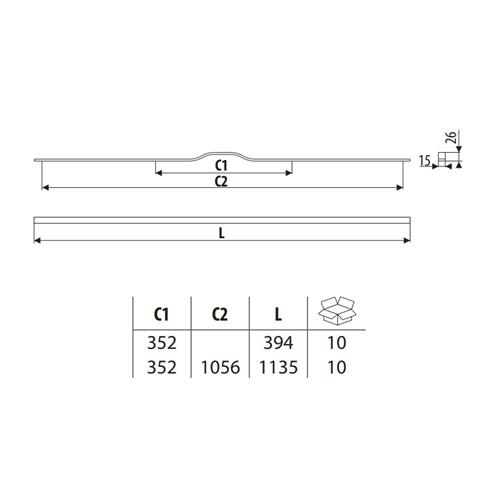 Uchwyt meblowy UA130 GAMET 352/1056mm ZŁOTY MAT-15583