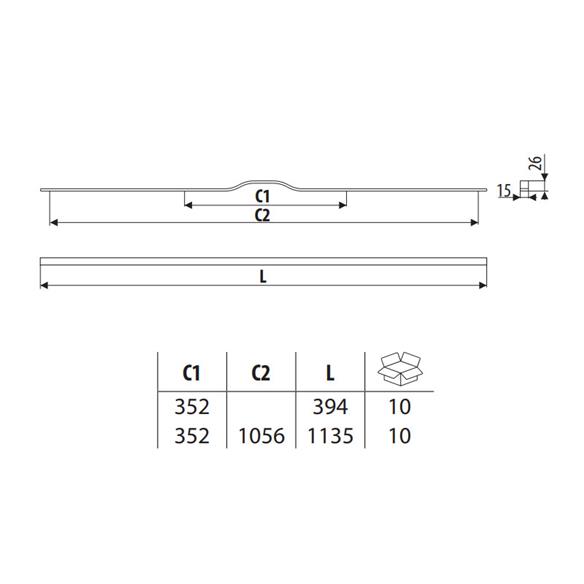 Uchwyt meblowy UA130 GAMET 352/1056mm ZŁOTY MAT-15583