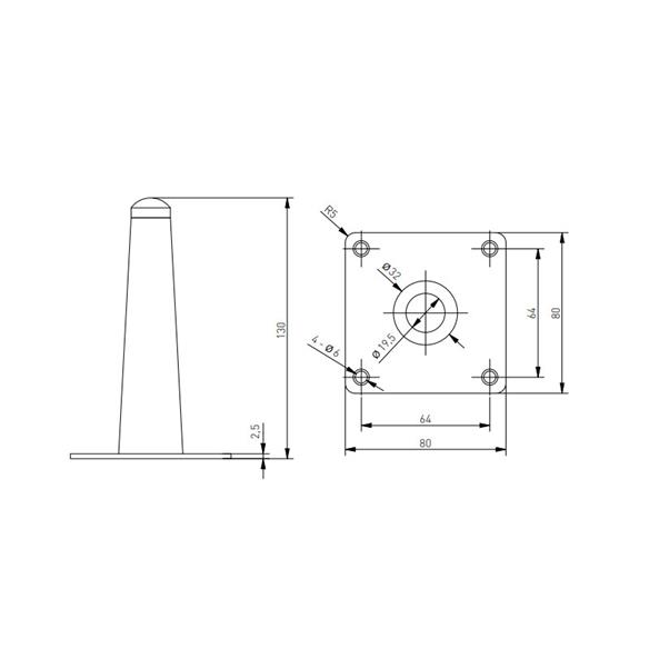 Nóżka meblowa CZARNY MAT Spire GTV 130mm-15738