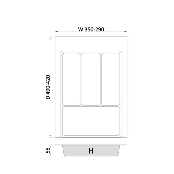 Wkład do szuflady 40/45-50cm 350x490mm MAX GRAFIT-16078