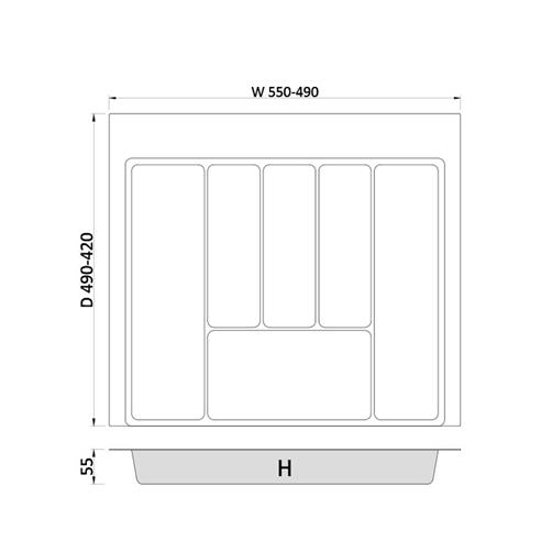 Wkład do szuflady 60/45-50cm 550x490mm MAX BIAŁY-16099