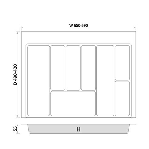 Wkład do szuflady 70/45-50cm 650x490mm MAX BIAŁY-16105