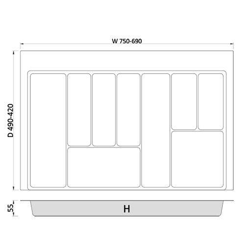 Wkład do szuflady 80/45-50cm 750x490mm MAX BIAŁY-16116