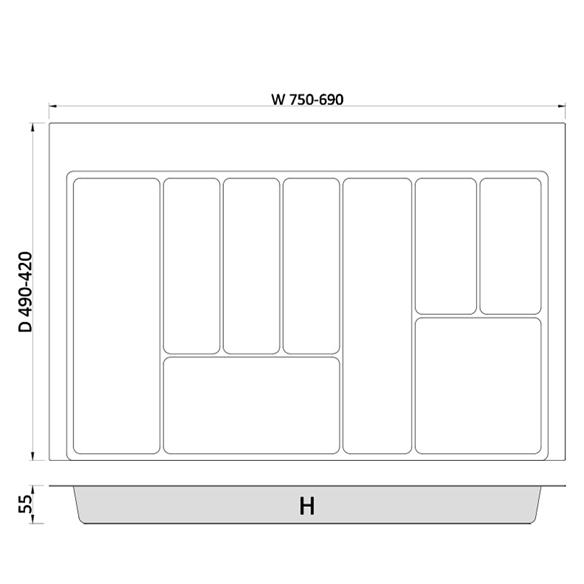 Wkład do szuflady 80/45-50cm 750x490mm MAX BIAŁY-16116