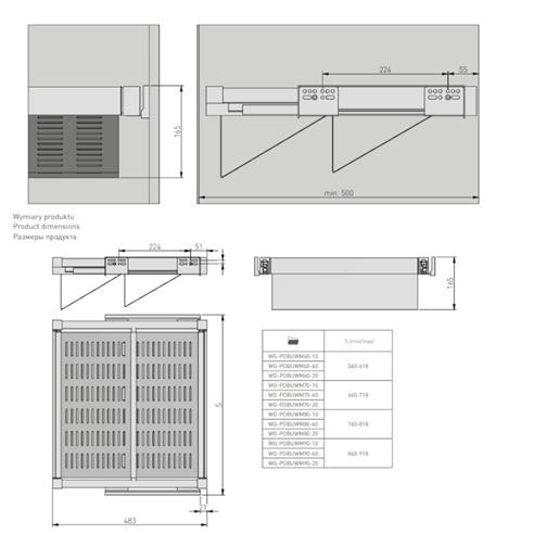 Szuflada na spodnie ELITE GTV 860-818mm ANTRACYT-16180