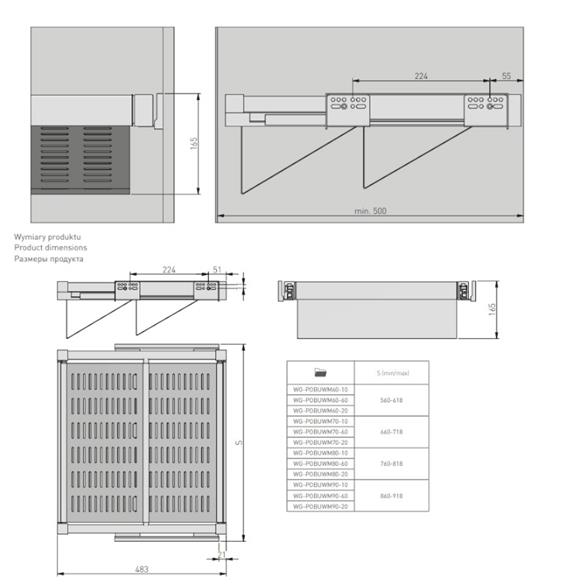 Szuflada na spodnie ELITE GTV 860-818mm ANTRACYT-16180