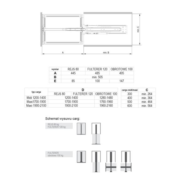 CARGO MAXI Rejs 40cm/5 170-190cm GRAFIT - KOMPLET-16312