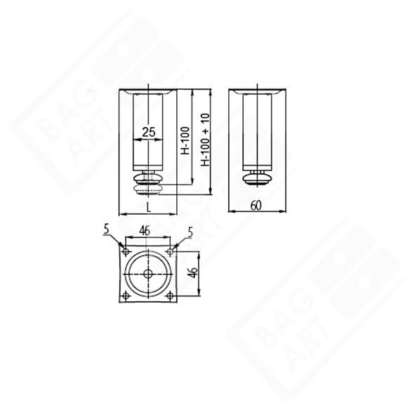 Stopka nóżka meblowa REJS M02 CZARNY MAT 100mm-16652