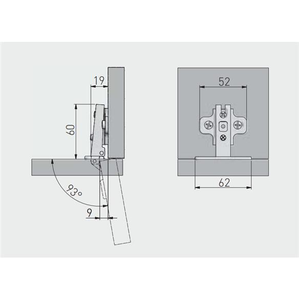 Zawias GTV nakładany sprężyna slide-on BEZ EURO-16849