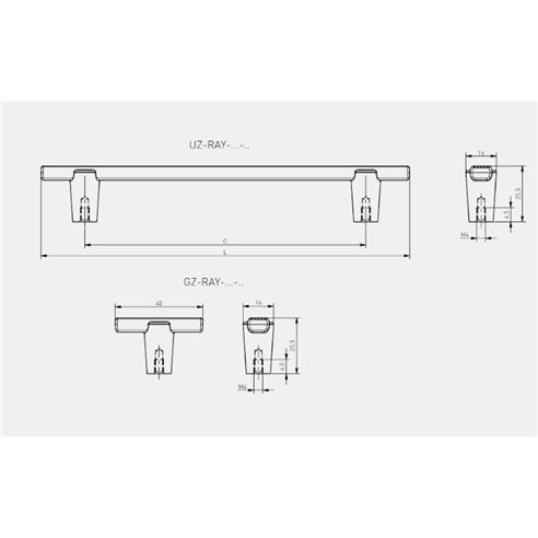 Uchwyt meblowy GTV Ray CZARNY MAT 192mm-16906